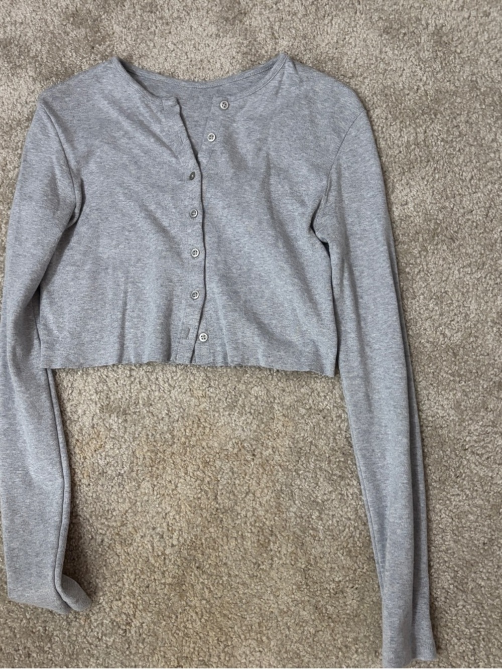 Brandy Melville Gray Button-Down Cropped Top